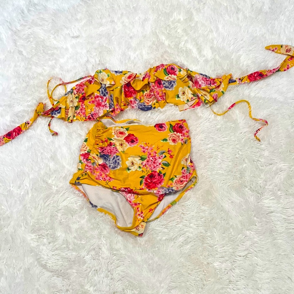 Floral High Waisted Bikini - Cocoship